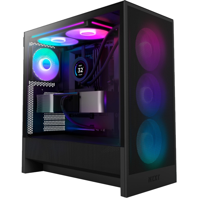 NZXT H5 Flow Black RGB Zonbird NZXT H5 Flow Zwart – Intel i5-12400F – Nvidia RTX 5060 – 16 GB geheugen – 480 GB SSD – Windows 11 Pro - Afbeelding 1