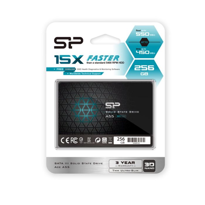 Silicon Power A55 | 256GB SATA SSD | 2.5'' | 460MB/s Lezen | 450MB/s Schrijven - Afbeelding 2