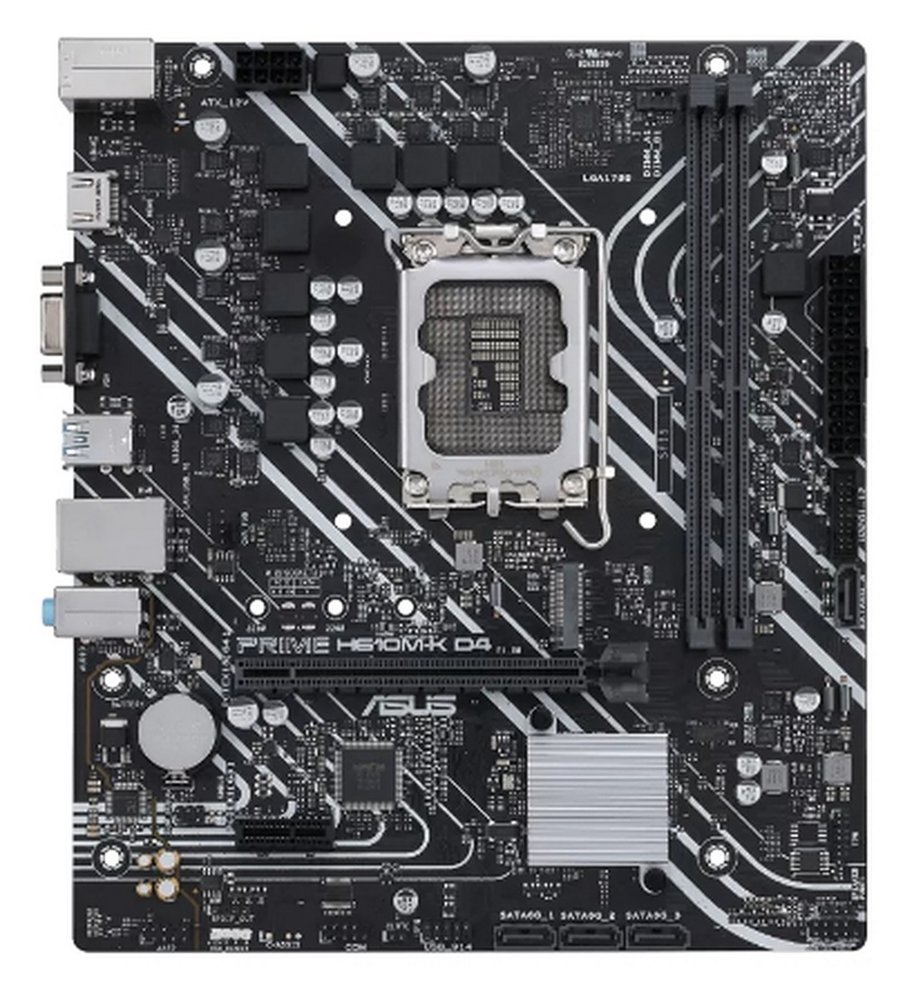 becfbe6498a96c9e262272f3bdcde4b90742ac16f35406f52e86b0689c83a359.jpg ASUS PRIME H610M-K | Socket LGA 1700 | Intel H610 | 2xDDR4 | Micro-ATX | Moederbord - Afbeelding 1