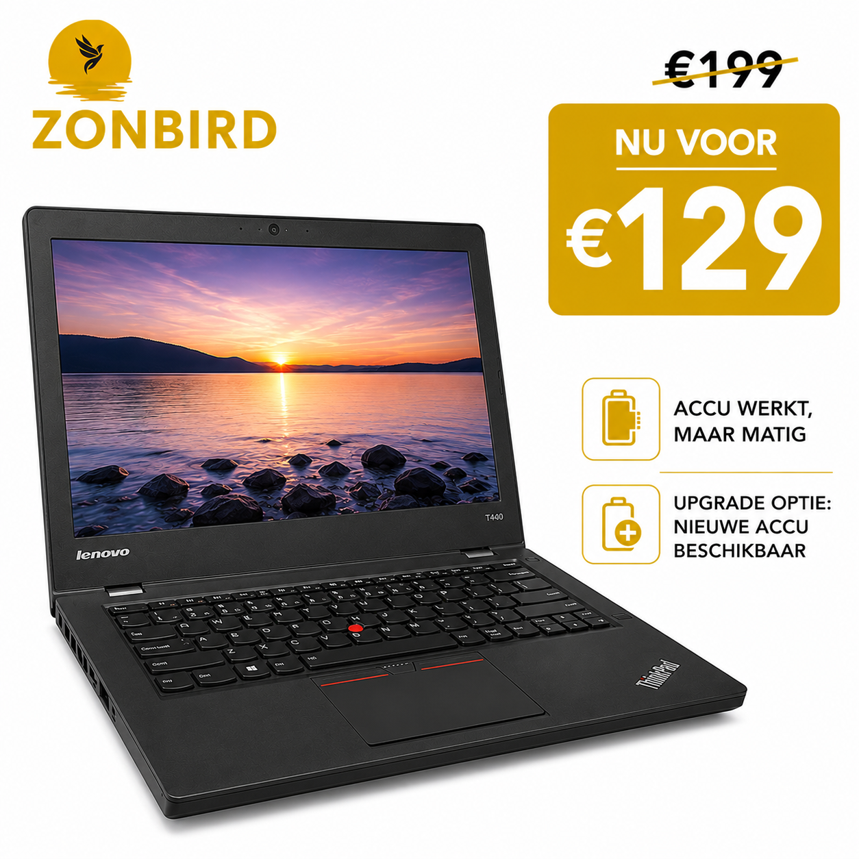 2002141185149_71c80ec795da5df55dbf147635bfb25f Lenovo ThinkPad T440 14 inch laptop met Intel Core i5-4300U, 8GB RAM en 128GB SSD.