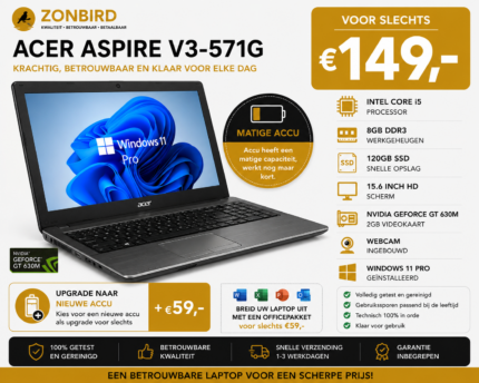 Acer Aspire V3-571G 15.6 inch Laptop – Intel Core i5 – 8GB RAM – 120GB SSD – Windows 11 Pro