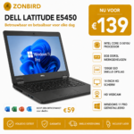 Dell Latitude E5450 14 inch laptop met Intel Core i3-5010U, 8GB RAM en 120GB SSD.