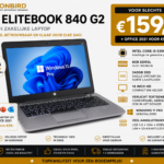 HP EliteBook 840 G2 14 inch laptop met Intel Core i5-5300U, 8GB RAM, 240GB SSD en Windows 11 Pro.
