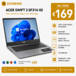 Acer Swift 3 SF314-55 14 inch laptop met Intel Core i5-8265U, 8GB RAM en 240GB SSD.