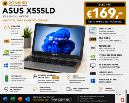 ASUS X555LD 15.6 inch Intel Core i7 laptop met 8GB RAM, 128GB SSD, NVIDIA GeForce 820M en nieuwe accu.