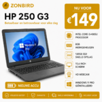 HP 250 G3 15.6 inch laptop met Intel Core i3-4005U, 8GB RAM, 120GB SSD en nieuwe accu.