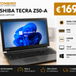Toshiba Tecra Z50-A 15.6 inch laptop met Intel Core i7, 8GB RAM, 240GB SSD en Windows 11 Pro.