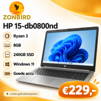 HP 15-db0800nd 15.6 inch Full HD laptop met AMD Ryzen 3 2200U, 8GB RAM en Radeon Vega 3