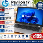 HP Pavilion 17 17.3 inch laptop met AMD A8-6410, 8GB RAM, 128GB SSD en Radeon R5